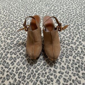 Kors, tan suede, platform, sling backs size 7